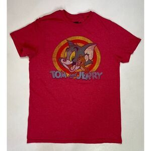 Tom And Jerry Graphic T-shirt Women Small Red Short Sleeve